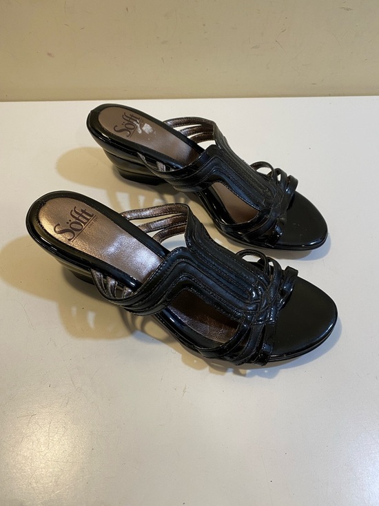 Sofft Shoes - SOFFT Black Patent Strappy Mule WEDGE Sandals Sz 7M